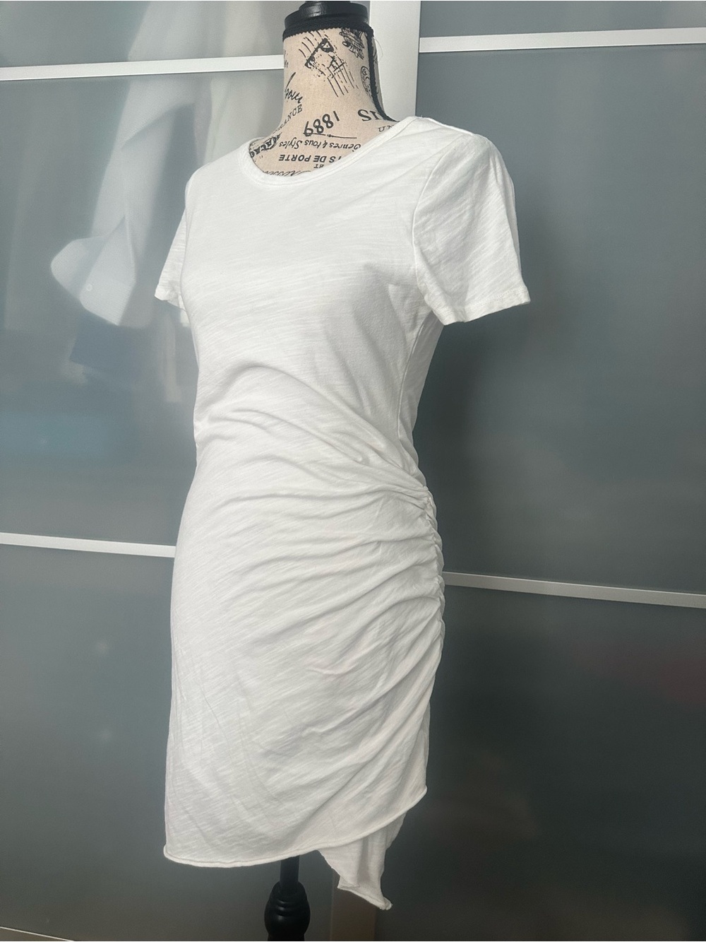 Tous White Ruched Short Sleeve Mini Dress